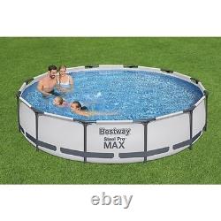Bestway 12 Foot Round Above Ground Metal Frame Pool Set with 530 GPH Filter Pump