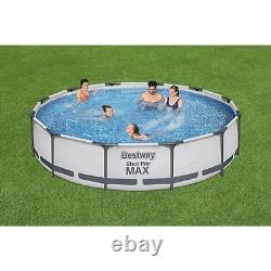 Bestway 12 Foot Round Above Ground Metal Frame Pool Set with 530 GPH Filter Pump
