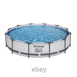 Bestway 12 Foot Round Above Ground Metal Frame Pool Set with 530 GPH Filter Pump
