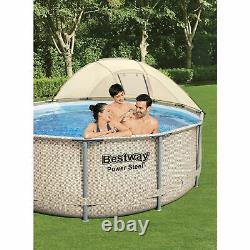 Bestway 13' x 42 Power Steel Frame Above Ground Swimming Pool Set with Canopy