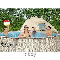 Bestway 13' x 42 Power Steel Frame Above Ground Swimming Pool Set with Canopy