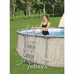 Bestway 13' x 42 Power Steel Frame Above Ground Swimming Pool Set with Canopy