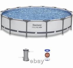 Bestway 14' x 33 Steel Pro MAX Round Above Ground Swimming Pool Set 530 GPH