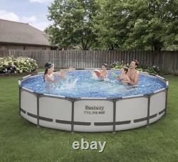 Bestway 14' x 33 Steel Pro MAX Round Above Ground Swimming Pool Set 530 GPH