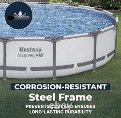 Bestway 14' x 33 Steel Pro MAX Round Above Ground Swimming Pool Set 530 GPH