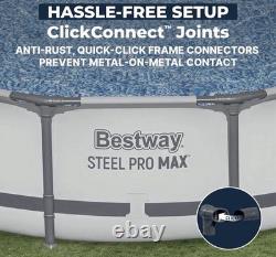 Bestway 14' x 33 Steel Pro MAX Round Above Ground Swimming Pool Set 530 GPH