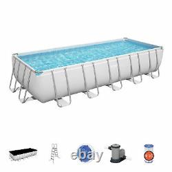 Bestway 21 Ft x 9 Ft x 52 In Power Steel Frame Above Ground Swimming Pool Set