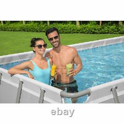 Bestway 21 Ft x 9 Ft x 52 In Power Steel Frame Above Ground Swimming Pool Set