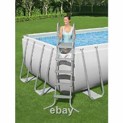 Bestway 21 Ft x 9 Ft x 52 In Power Steel Frame Above Ground Swimming Pool Set