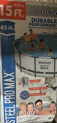 Bestway 56687E Steel Pro MAX 15'x42 Above Ground Pool NEW-OPEN BOX 3,995 Gallons