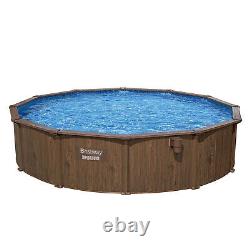 Bestway Hydrium 18' x 52 Round Steel Wall Above Ground Swimming Pool Set, Brown