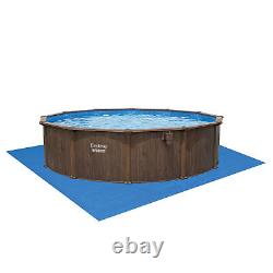 Bestway Hydrium 18' x 52 Round Steel Wall Above Ground Swimming Pool Set, Brown