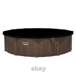 Bestway Hydrium 18' x 52 Round Steel Wall Above Ground Swimming Pool Set, Brown