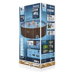 Bestway Hydrium 18' x 52 Round Steel Wall Above Ground Swimming Pool Set, Brown