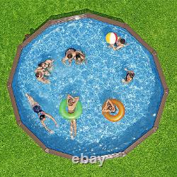 Bestway Hydrium 18' x 52 Round Steel Wall Above Ground Swimming Pool Set, Brown