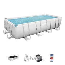 Bestway Power Steel 18 x 9 x 4 Foot Above Ground Swimming Pool Set with Pump