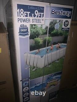 Bestway Power Steel 18 x 9 x 4 Foot Above Ground Swimming Pool Set with Pump NEW