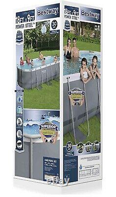 Bestway Power Steel 18' x 9' x 4' Swimming Pool Set with Pump Ladder & Cover! NEW