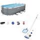 Bestway Power Steel 18'x9'x48 Above Ground Pool Set with Cleaning Accessories