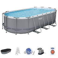 Bestway Power Steel 18'x9'x48 Above Ground Pool Set with Cleaning Accessories