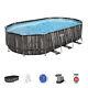 Bestway Power Steel 20' x 12' x 48 Oval Above Ground Outdoor Swimming Pool Set