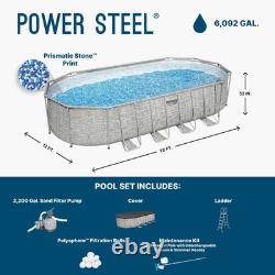 Bestway Power Steel 22'L x 12'W x 52''H Above Ground Pool Set