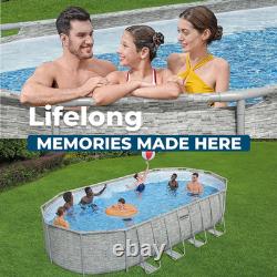 Bestway Power Steel 22'L x 12'W x 52''H Above Ground Pool Set