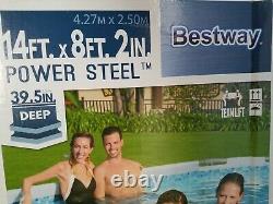 Bestway Power Steel Oval Frame Pool Set 13.91' X 8.2' X 39.5 In Hand