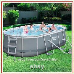 Bestway Power Steel Oval Frame Swimming Pool 14' x 8' 2 & 39.5 Deep In Hand