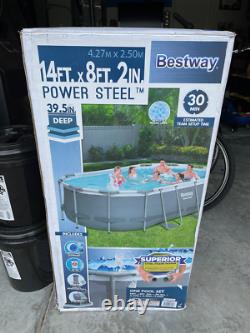 Bestway Power Steel Oval Frame Swimming Pool 14' x 8' 2 & 39.5 Deep In Hand
