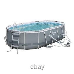 Bestway Power Steel Oval Frame Swimming Pool 14' x 8' 2 & 39.5 Deep In Hand