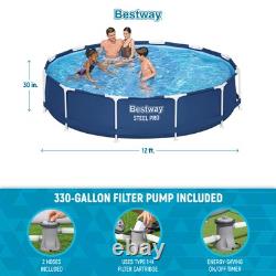 Bestway Steel Pro 12' x 30 Round Above Ground Pool Set with DuraPlus Liner