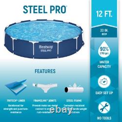 Bestway Steel Pro 12' x 30 Round Above Ground Pool Set with DuraPlus Liner