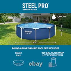 Bestway Steel Pro 12ft x 30 Inch Round Above Ground Pool Set with DuraPlus Liner