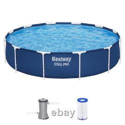 Bestway Steel Pro 12ft x 30 Inch Round Above Ground Pool Set with DuraPlus Liner