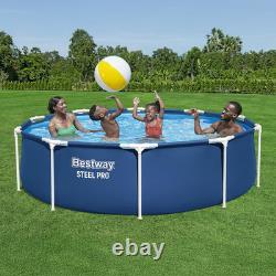 Bestway Steel Pro 12ft x 30 Inch Round Above Ground Pool Set with DuraPlus Liner