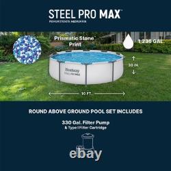 Bestway Steel Pro MAX 10'x30 Round Above Ground Outdoor Swimming Pool with Pump