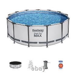Bestway Steel Pro MAX 13 Foot Round Above Ground Pool Set with 3 Layer Liner(Used)