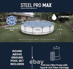 Bestway Steel Pro MAX 14' x 33 Round Above Ground Swimming Pool Set 530 GPH
