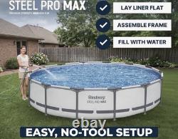Bestway Steel Pro MAX 14' x 33 Round Above Ground Swimming Pool Set 530 GPH