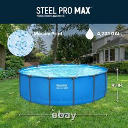 Bestway Steel Pro MAX 15' x 48 Round Above Ground Swimming Pool for Backyard