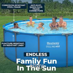 Bestway Steel Pro MAX 15' x 48 Round Above Ground Swimming Pool for Backyard