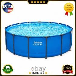 Bestway Steel Pro MAX 15ft x 48in Above Ground Swimming Pool Round Backyard-NEW@