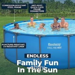 Bestway Steel Pro MAX 15ft x 48in Above Ground Swimming Pool Round Backyard-NEW@