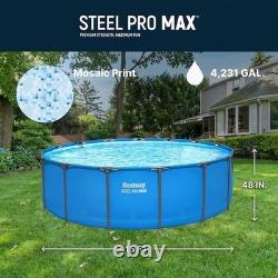 Bestway Steel Pro MAX 15ft x 48in Above Ground Swimming Pool Round Backyard-New