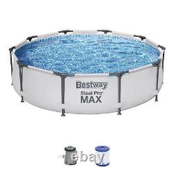 Bestway Steel Pro MAX Round Above Ground Outdoor Swimming Pool with Pump