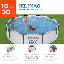 Bestway Steel Pro MAX Round Above Ground Outdoor Swimming Pool with Pump