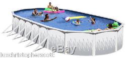 Big Oval 18' x 39' x 52 Above Ground Steel Swimming Pool With Blue Vinyl Liner