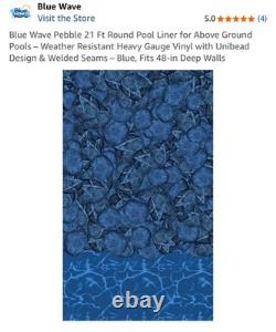 Blue Wave Pebble 21 Ft Round Pool Liner Above Ground Unibead Heavy Gauge 48 Wall