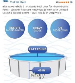 Blue Wave Pebble 21 Ft Round Pool Liner Above Ground Unibead Heavy Gauge 48 Wall